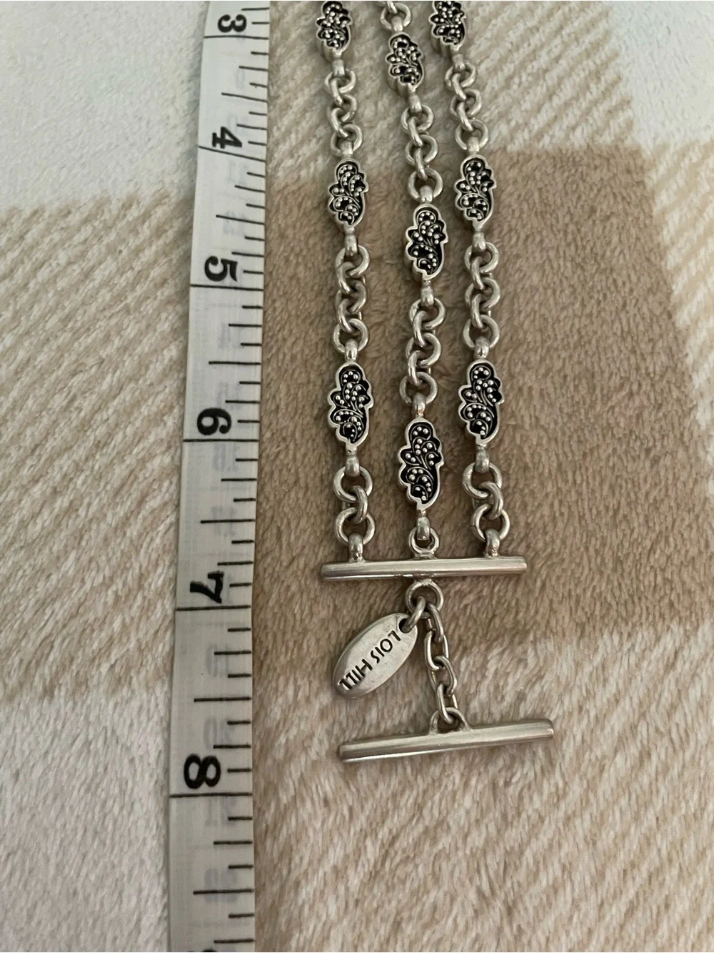 Vintage Lois Hill 925 Sterling Silver Floral Link Bracelet Trio